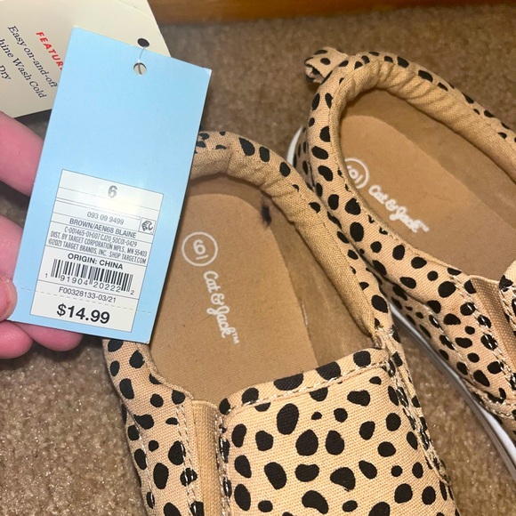 Tan/Black Spotted Slip-ons - Picture 2 of 3